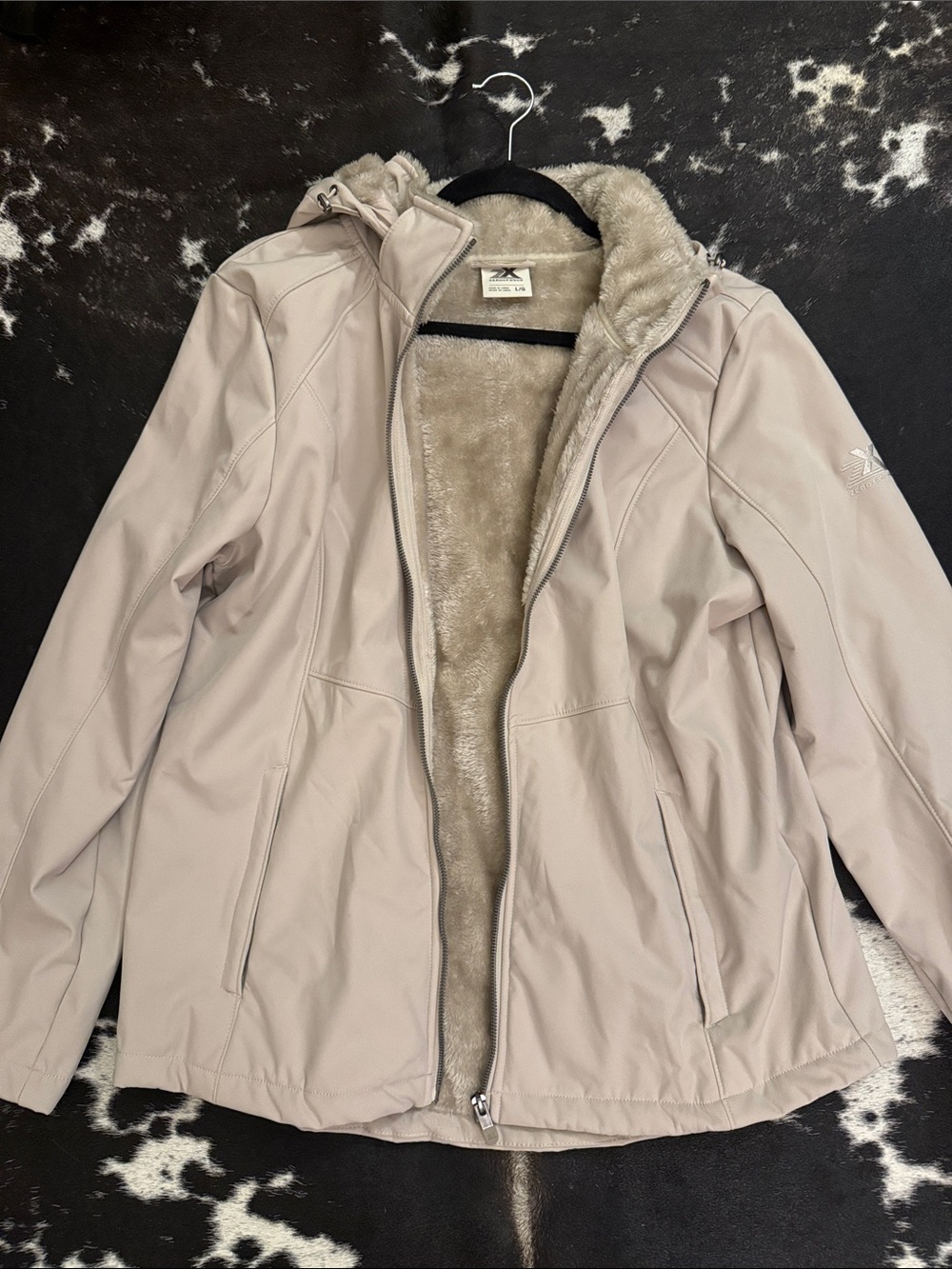 Zeroxposur fur lined jacket beige size large